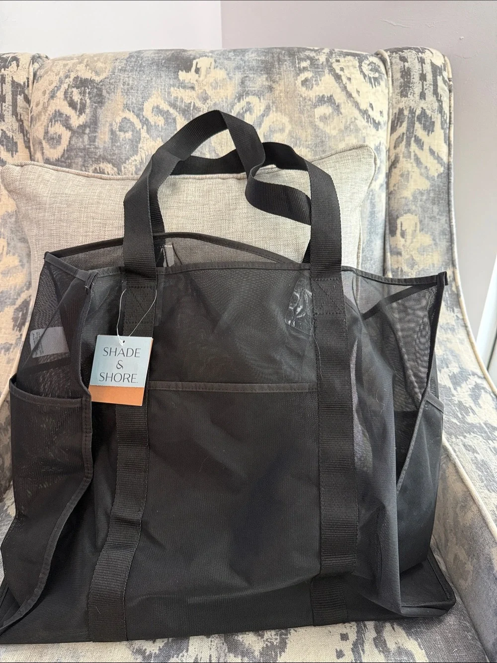 Unisex Shade & Shore Black Mesh Duffel Tote